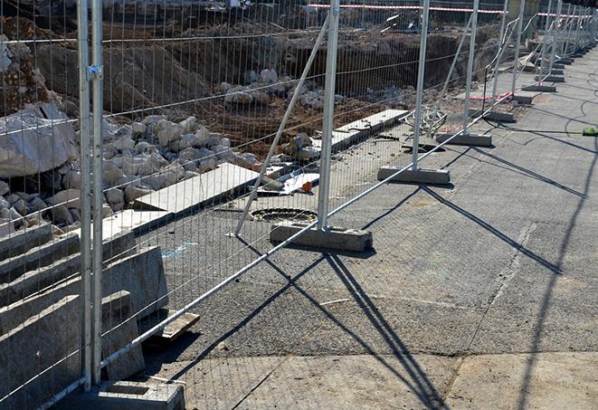 temporary fence panels used to protect an unstable or hazardous area